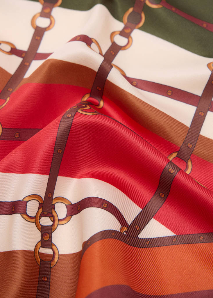 Geometric printed foulard — Orange