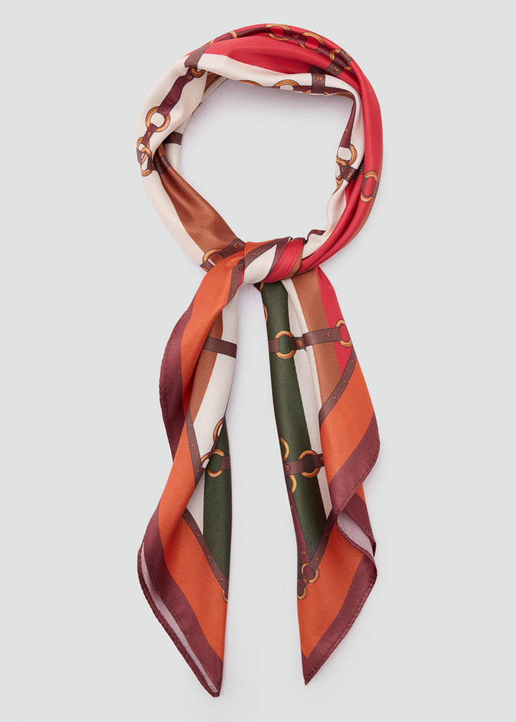 Geometric printed foulard — Orange