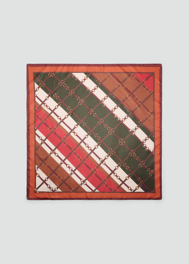 Geometric printed foulard — Orange