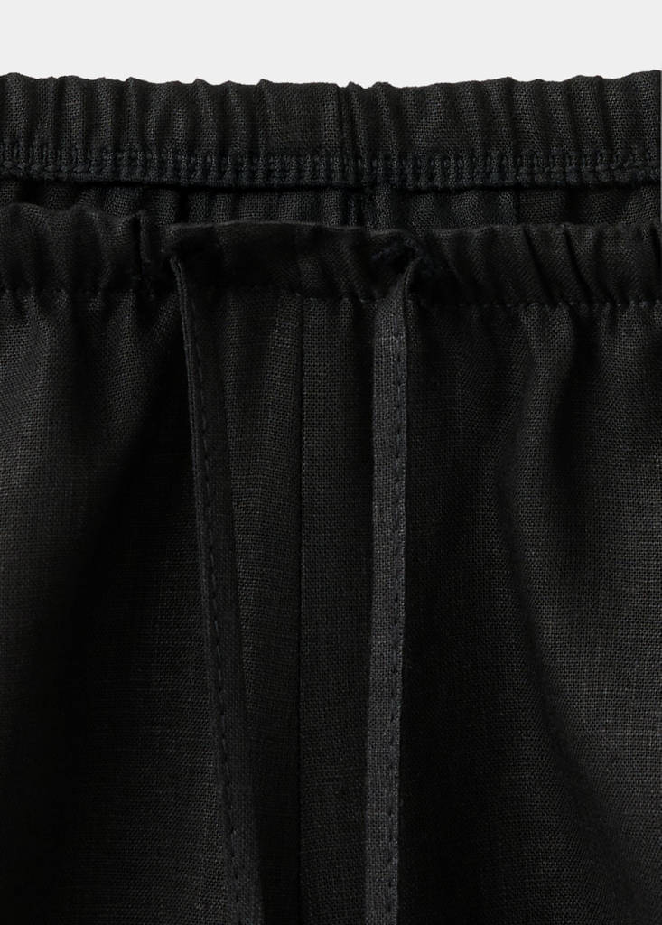 Straight linen-blend trousers — Black