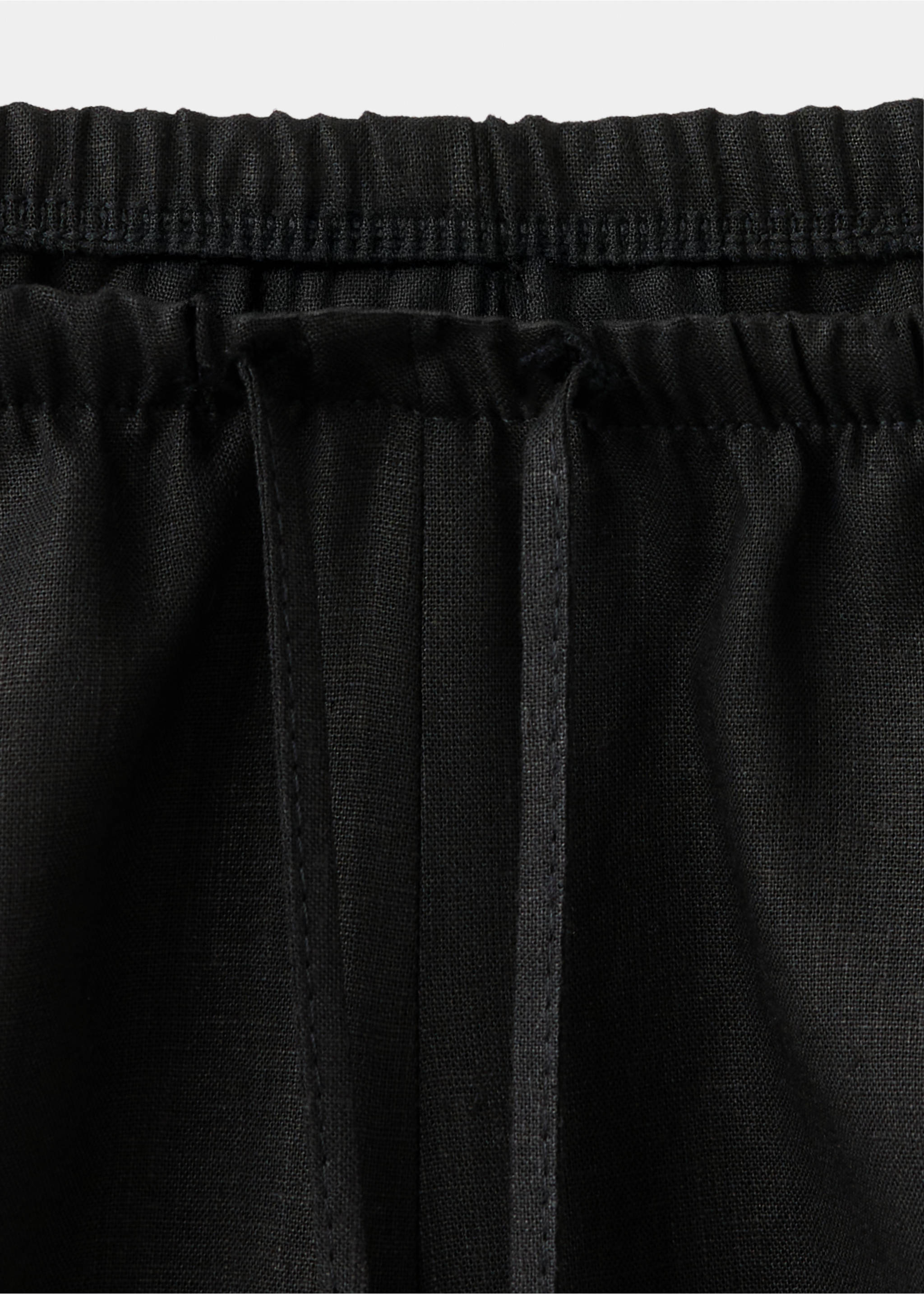Straight linen-blend trousers - Details of the article 8, Black. Ref: 37051550-00.