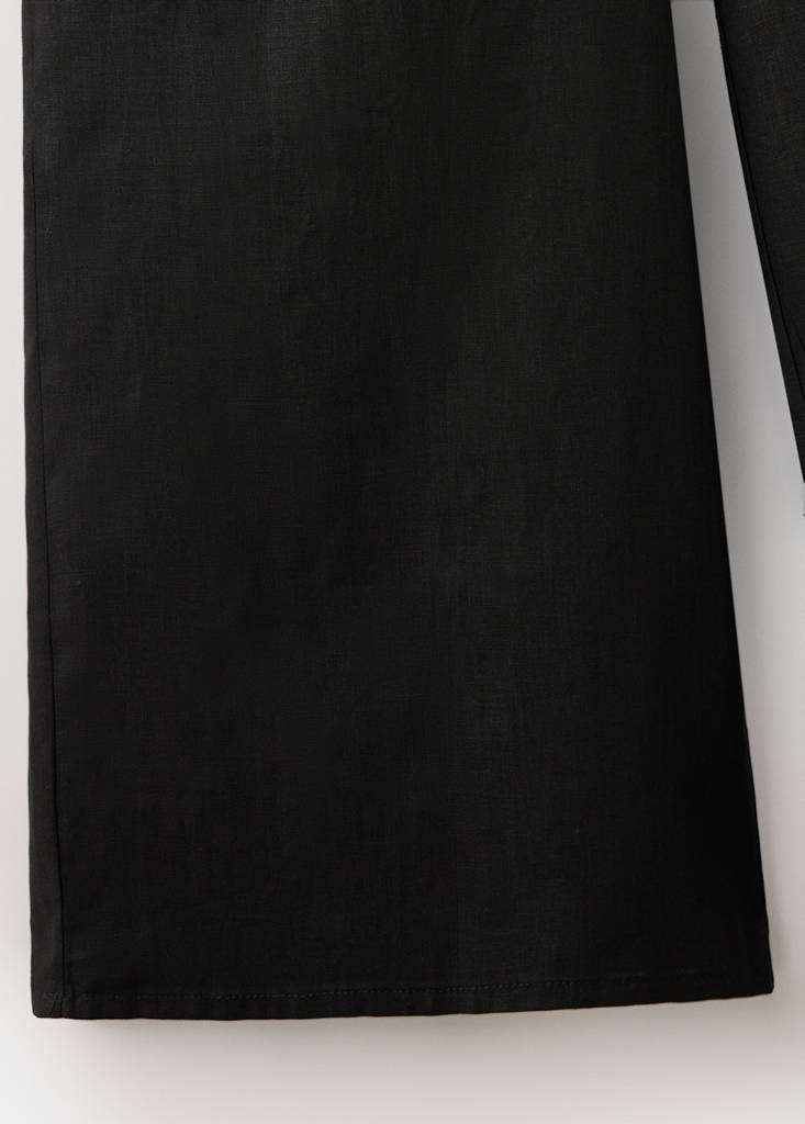 Straight linen-blend trousers — Black