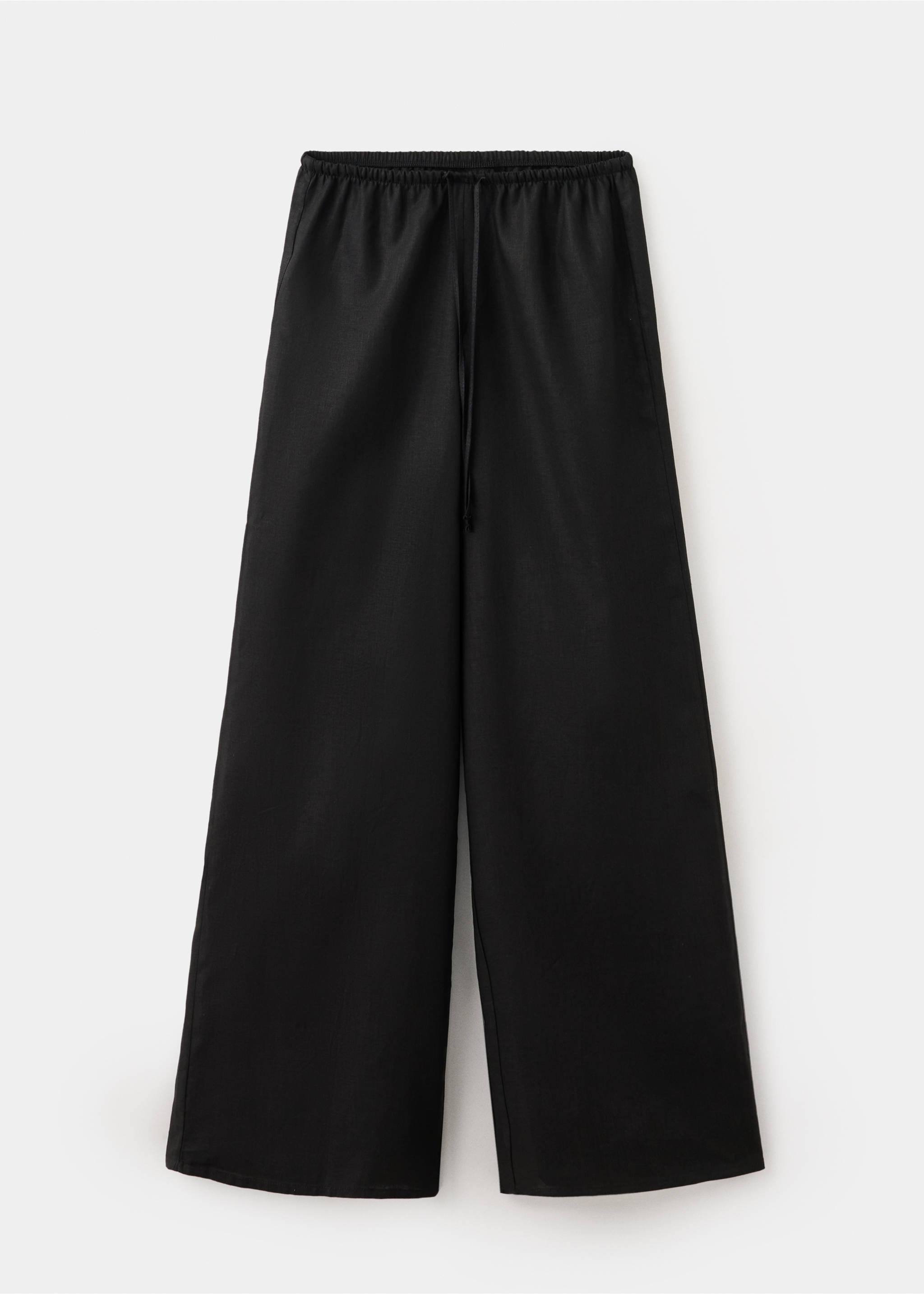 Straight linen-blend trousers - Article without model, Black. Ref: 37051550-00.