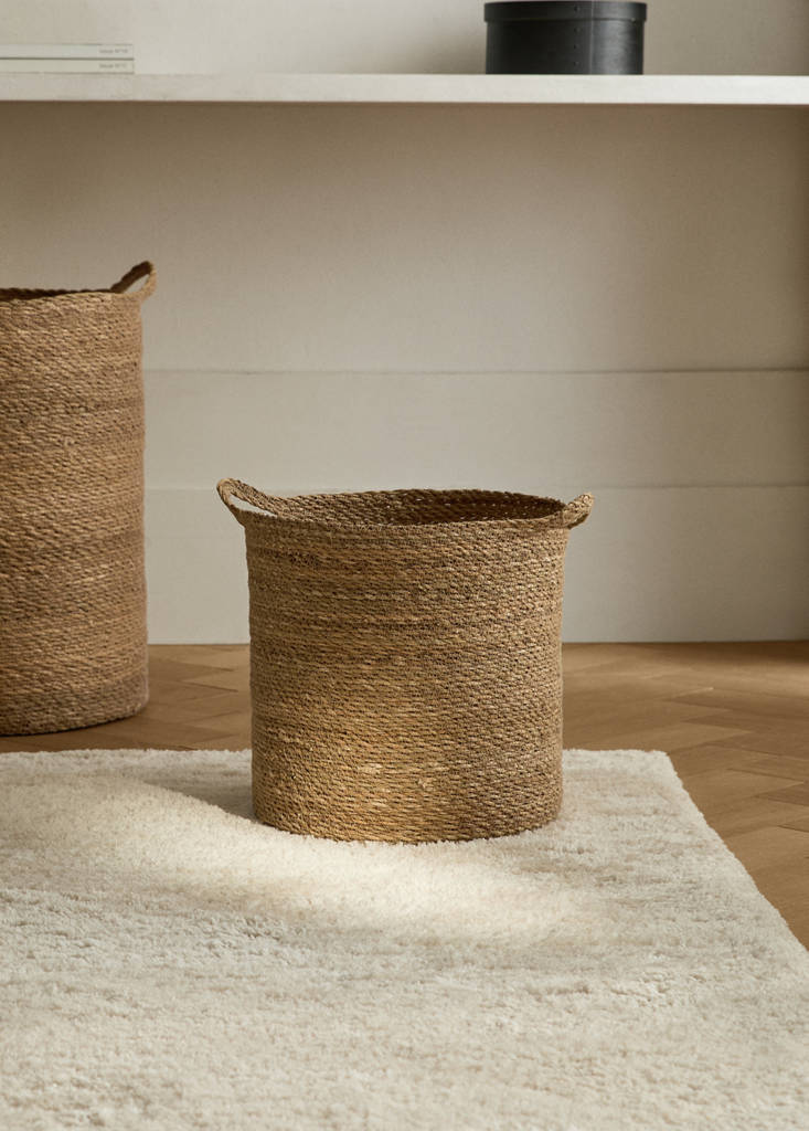 Small seagrass basket with handles — Brown