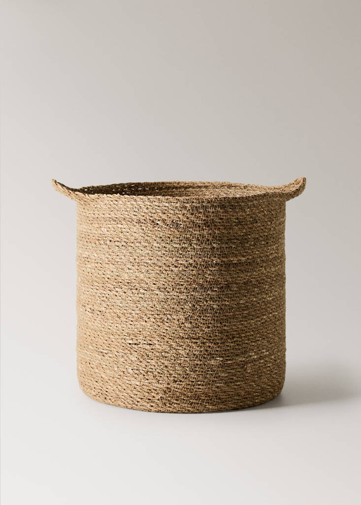 Small seagrass basket with handles — Brown