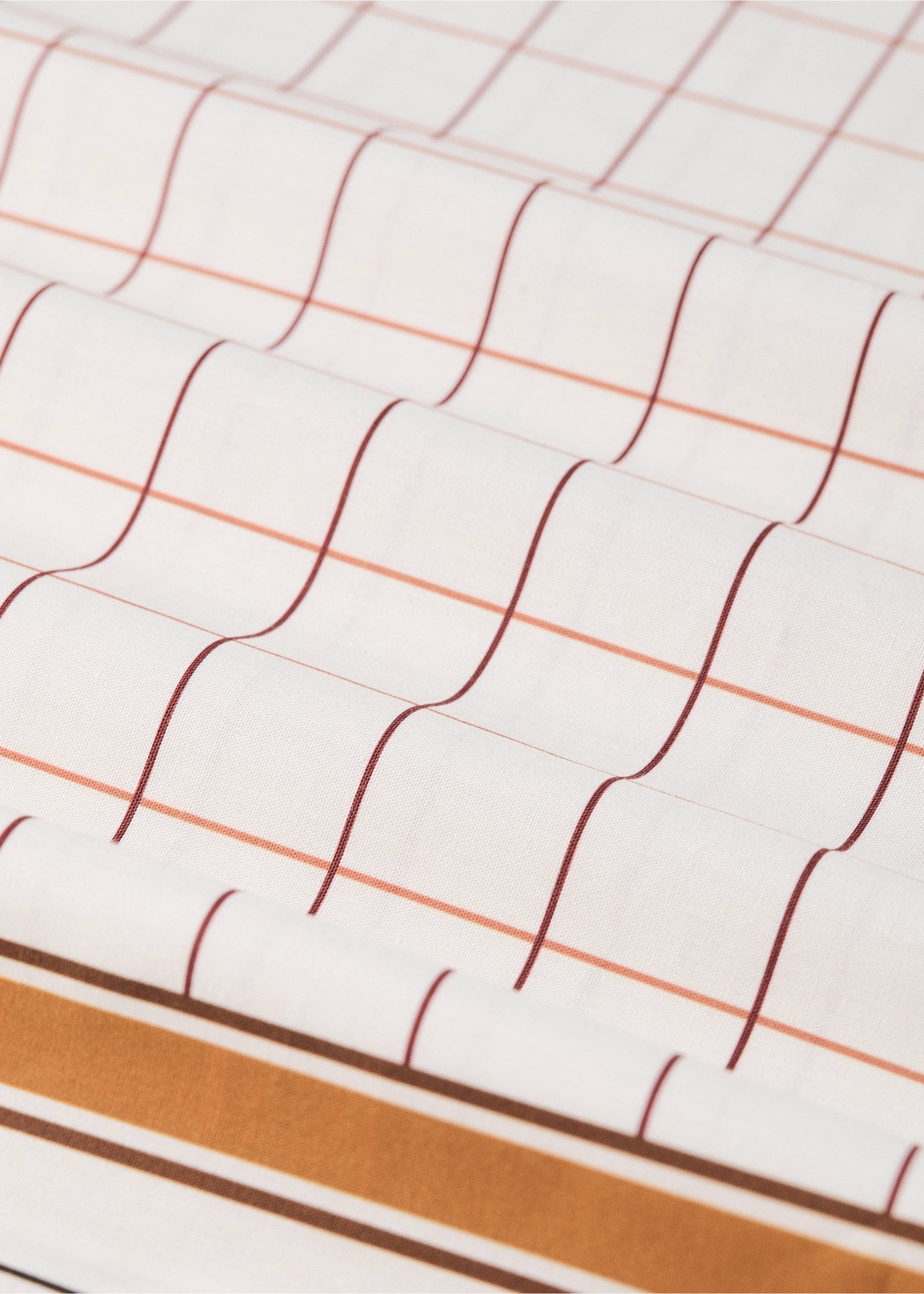 100% cotton percale checked duvet cover for 135/140 cm bed - Details of the article 1, Cognac. Ref: 37052010-00.