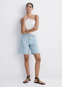 Straight-fit denim bermuda shorts — Light Blue 2