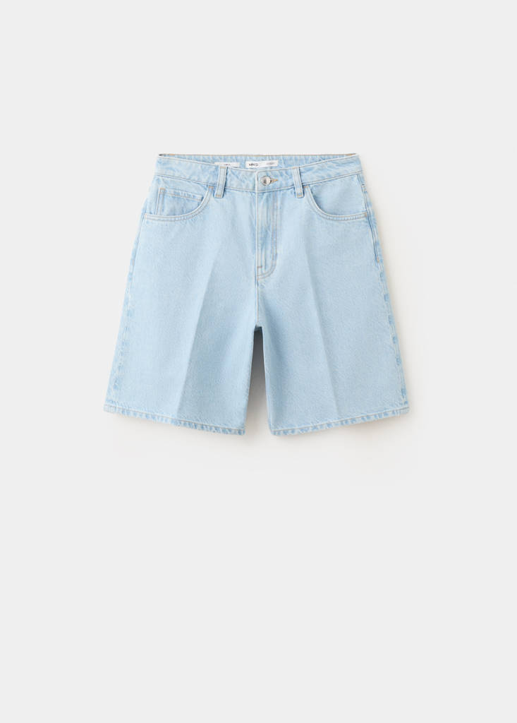 Straight-fit denim bermuda shorts — Light Blue