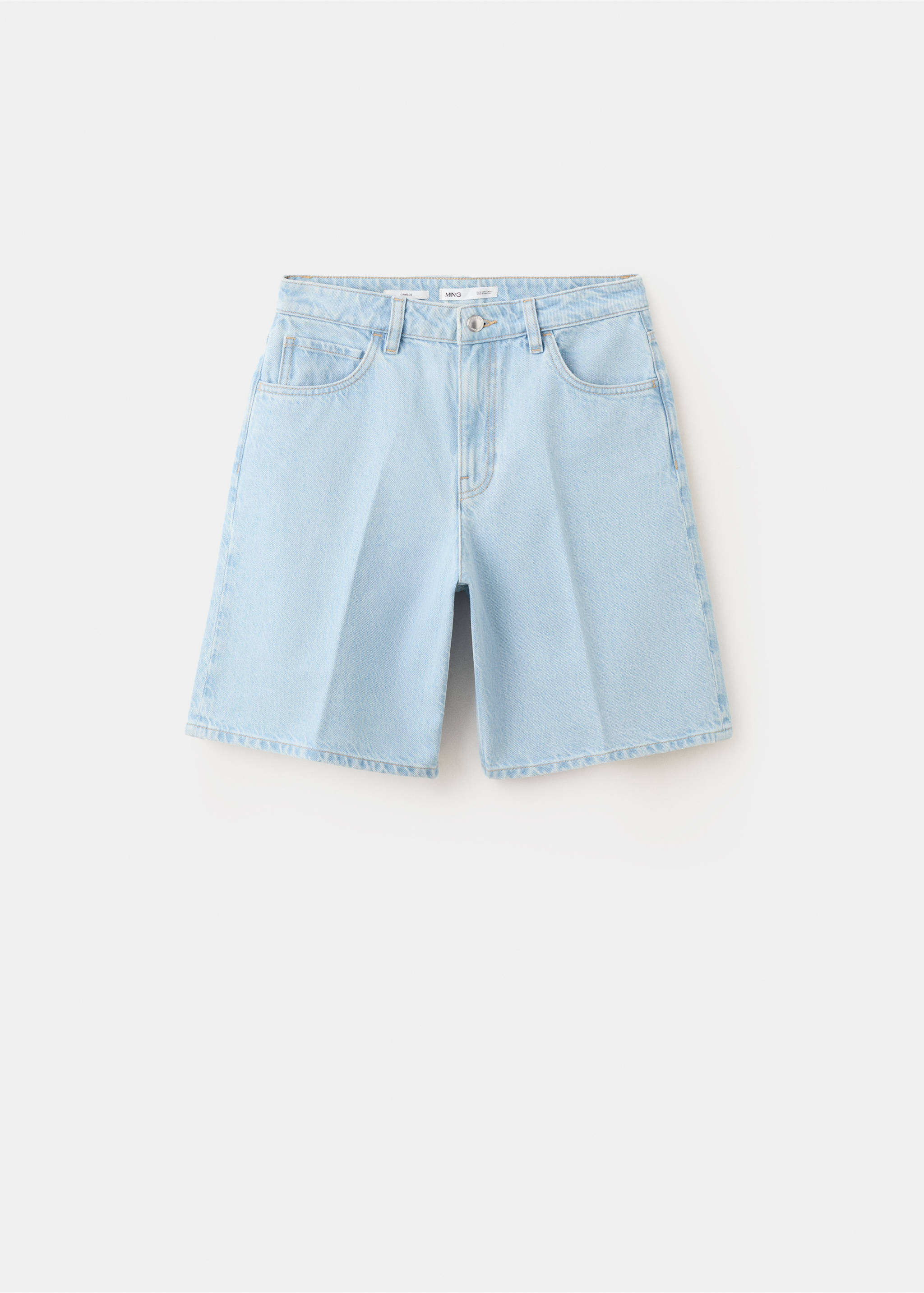 High-waist straight-fit denim shorts - Article without model, Light Blue. Ref: 37052527-00.
