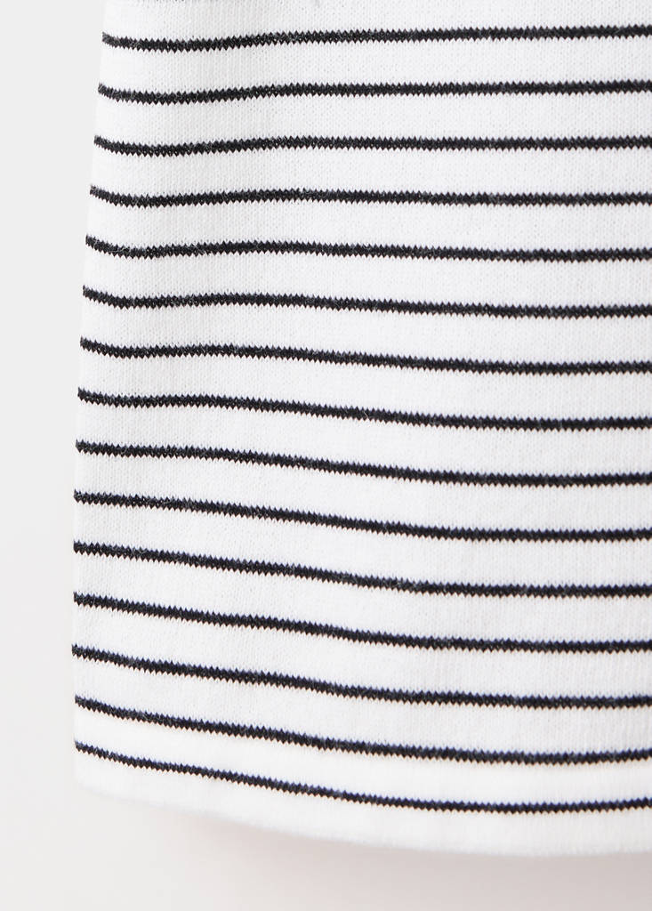 Short-sleeved fine-knit sweater — Navy