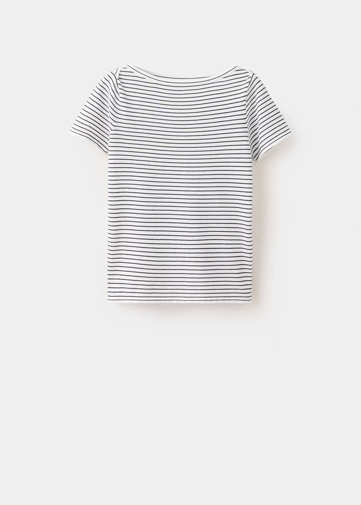 Short-sleeved fine-knit sweater — Navy