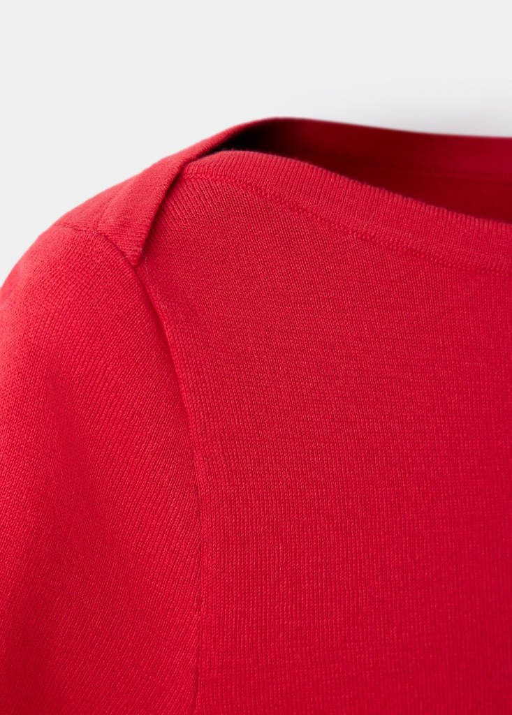 Short-sleeved fine-knit sweater — Red