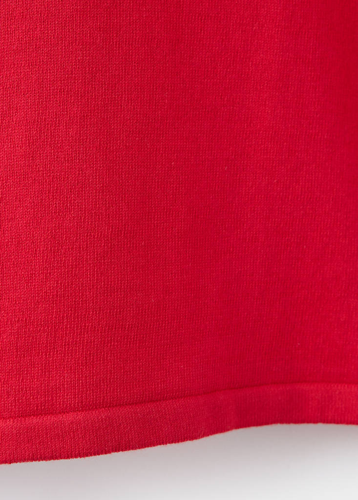 Short-sleeved fine-knit sweater — Red