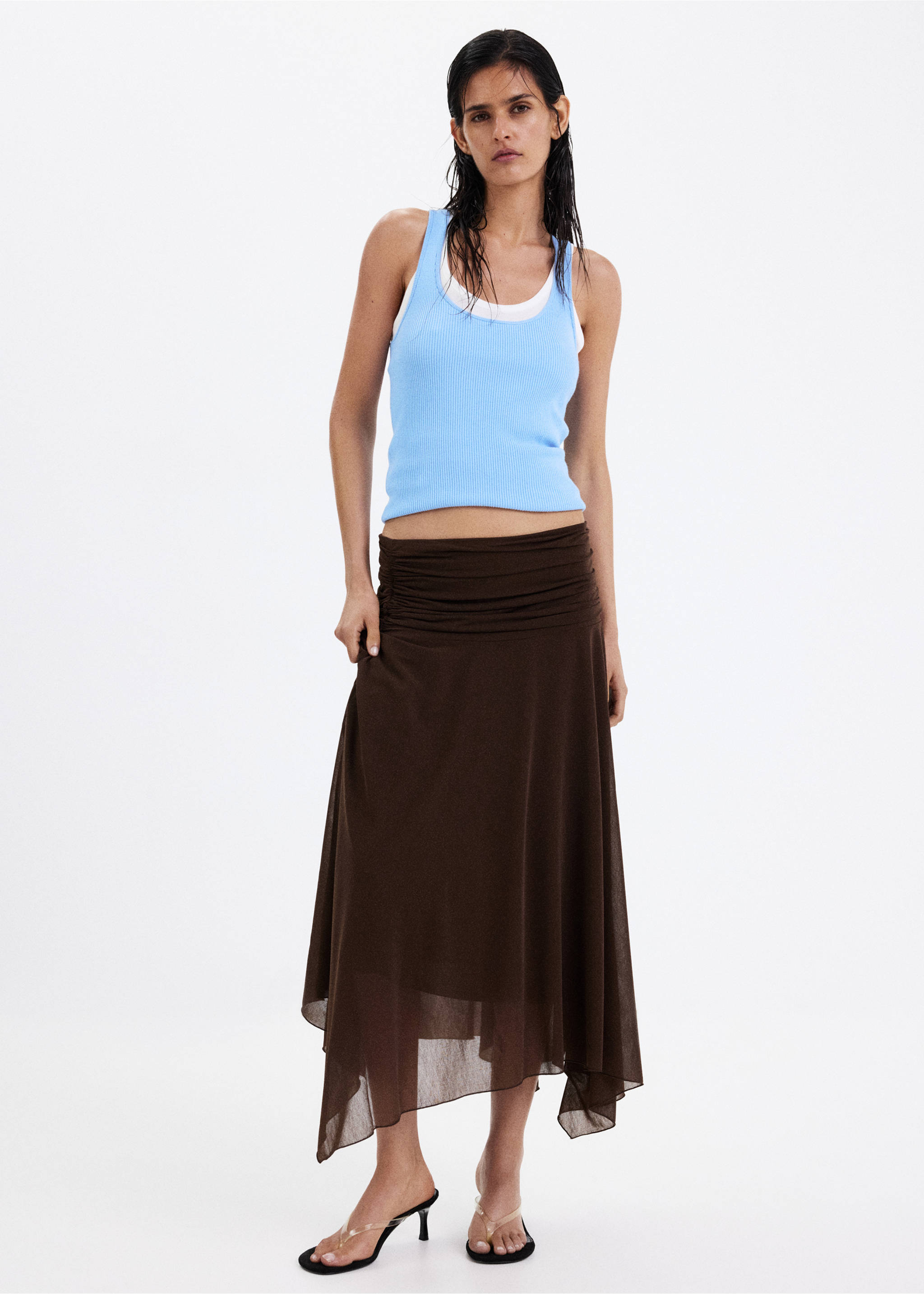 Fitted ribbed top - General plane, Sky Blue. Ref: 37052529-00.