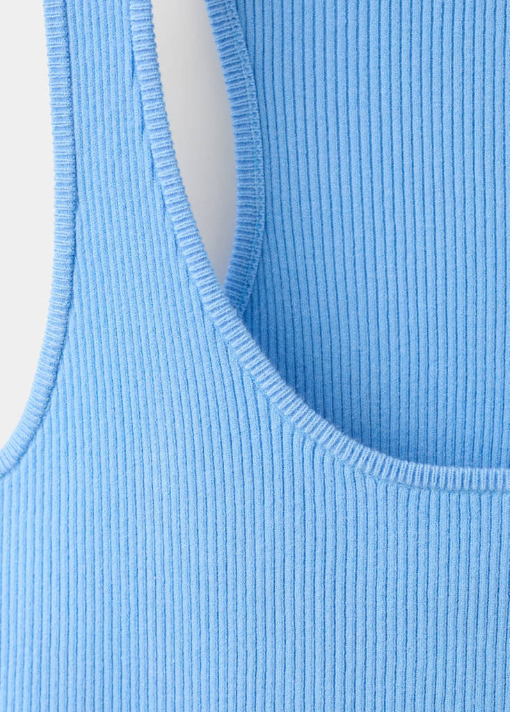 Fitted ribbed top — Sky Blue