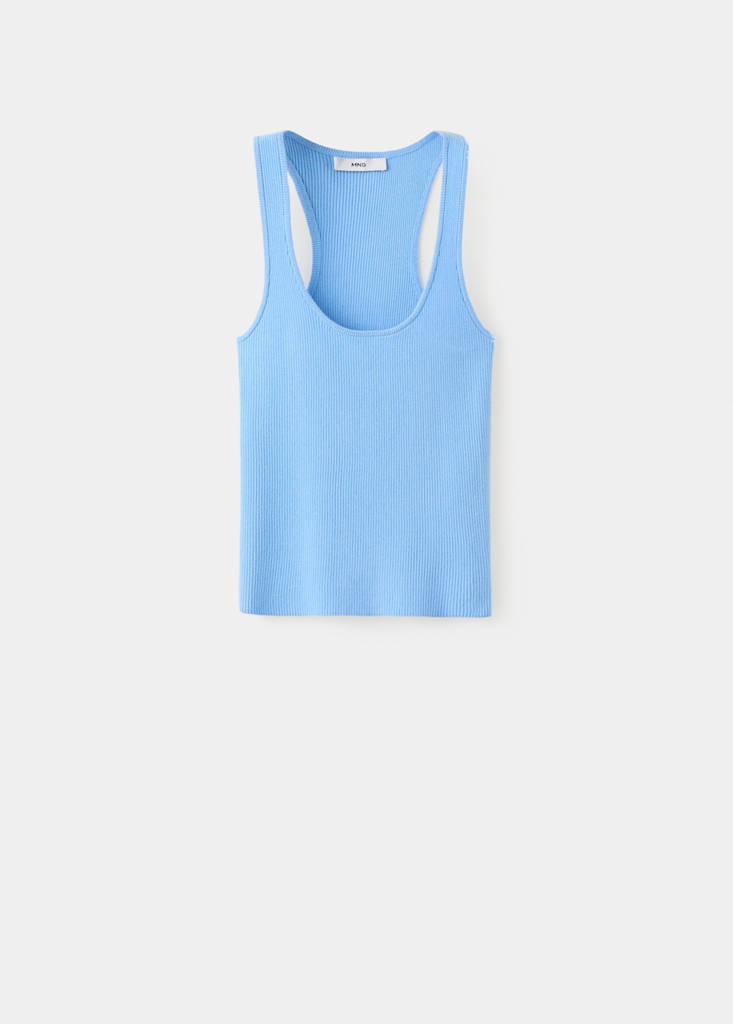 Fitted ribbed top — Sky Blue