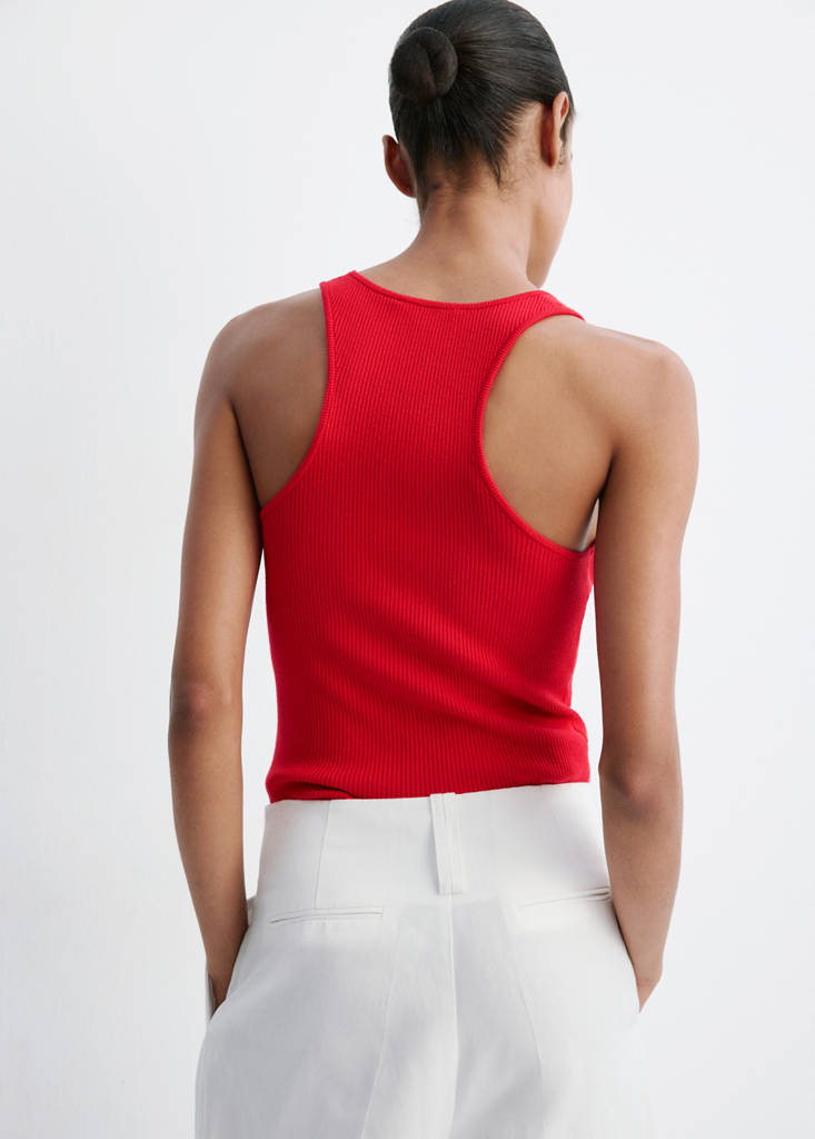 Fitted ribbed top — Red