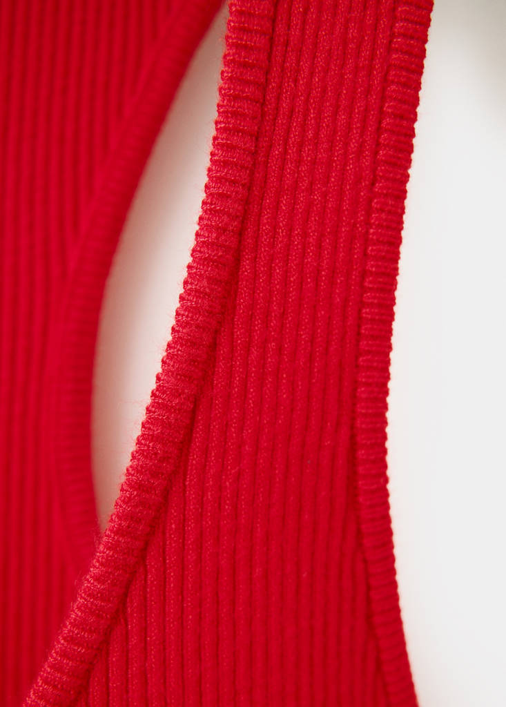Fitted ribbed top — Red
