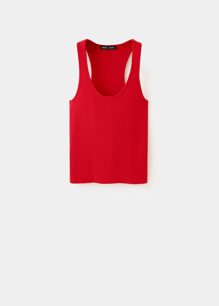 Fitted ribbed top — Red