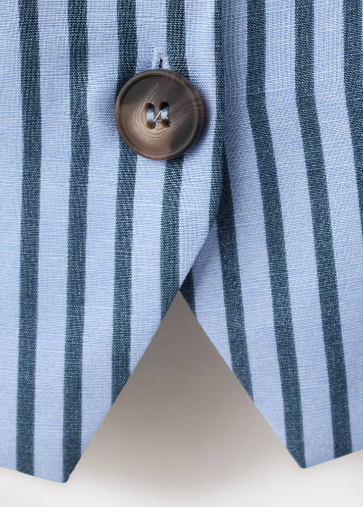 Striped button waistcoat — Sky Blue