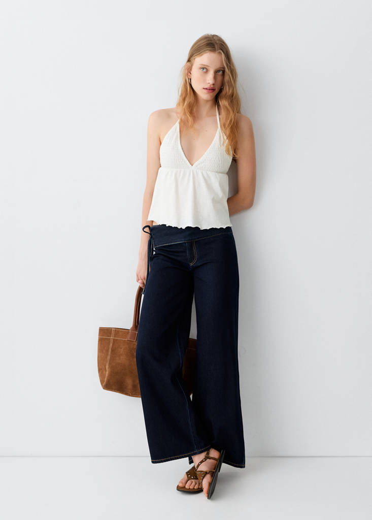 Ruched open-back top — Off White