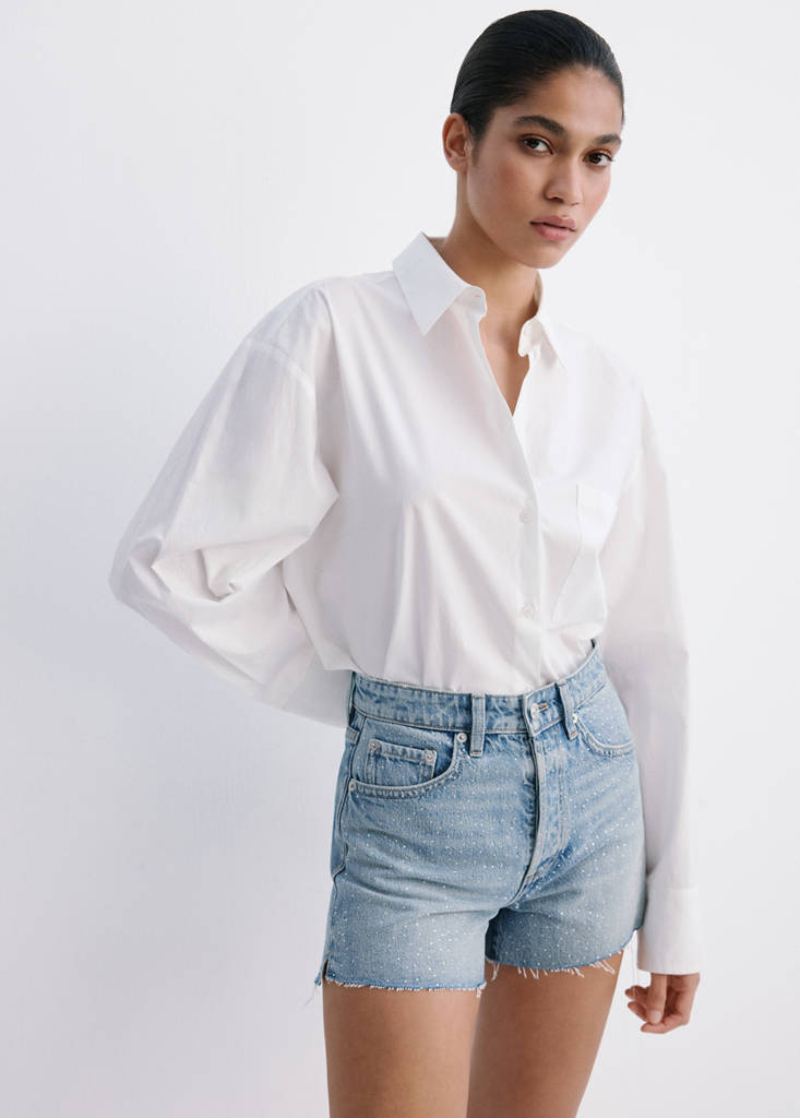 Strass denim shorts — Medium Blue
