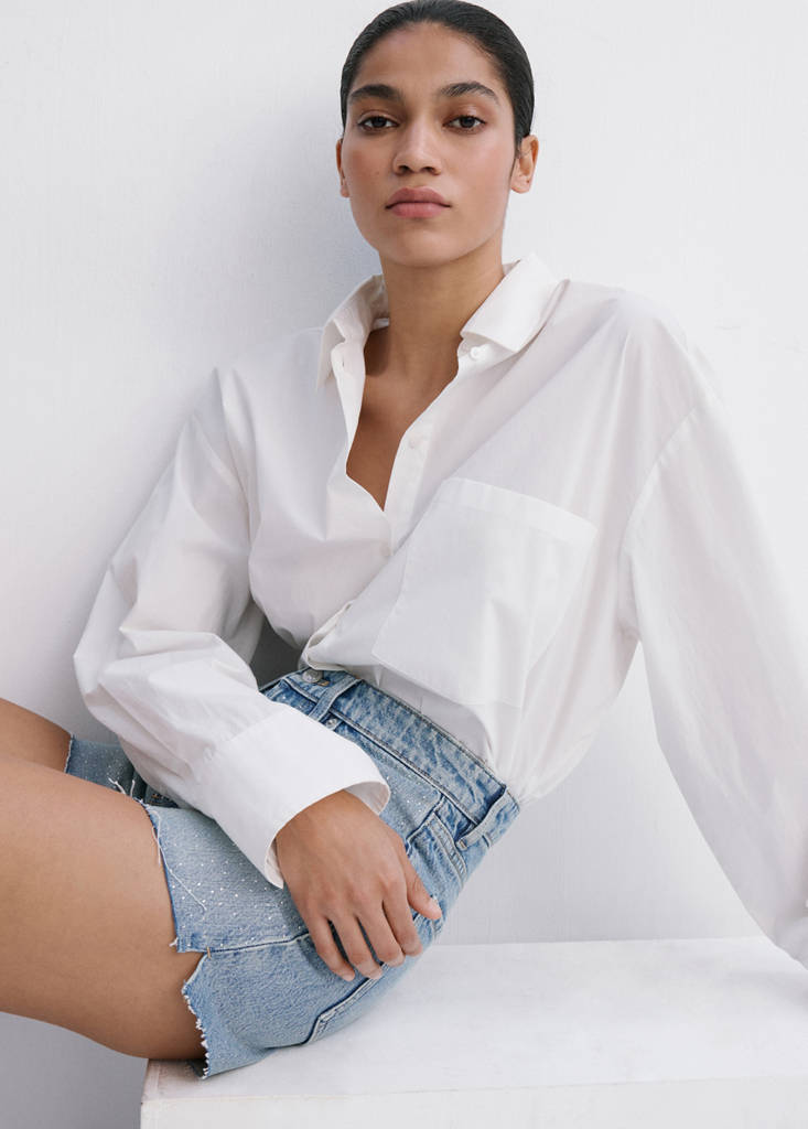 Strass denim shorts — Medium Blue