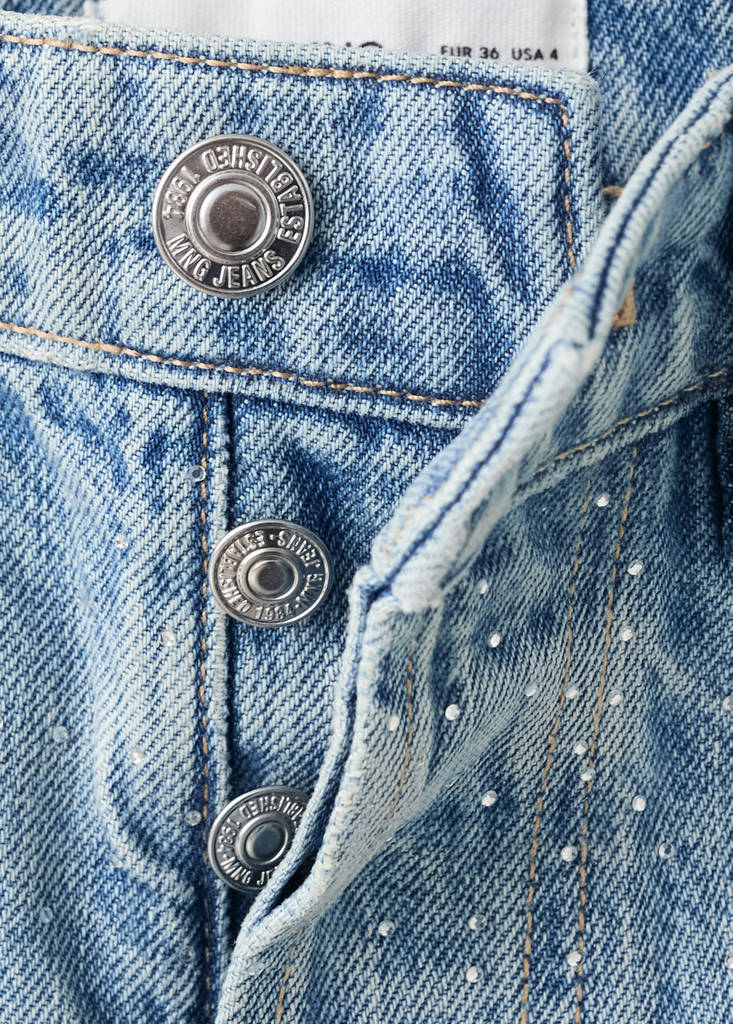 Strass denim shorts — Medium Blue