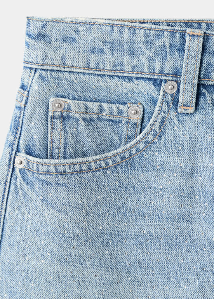 Strass denim shorts — Medium Blue