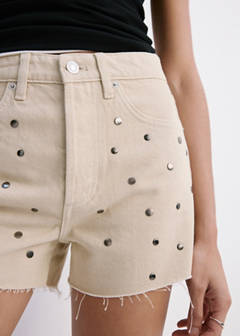 Strass denim shorts — Sand 1