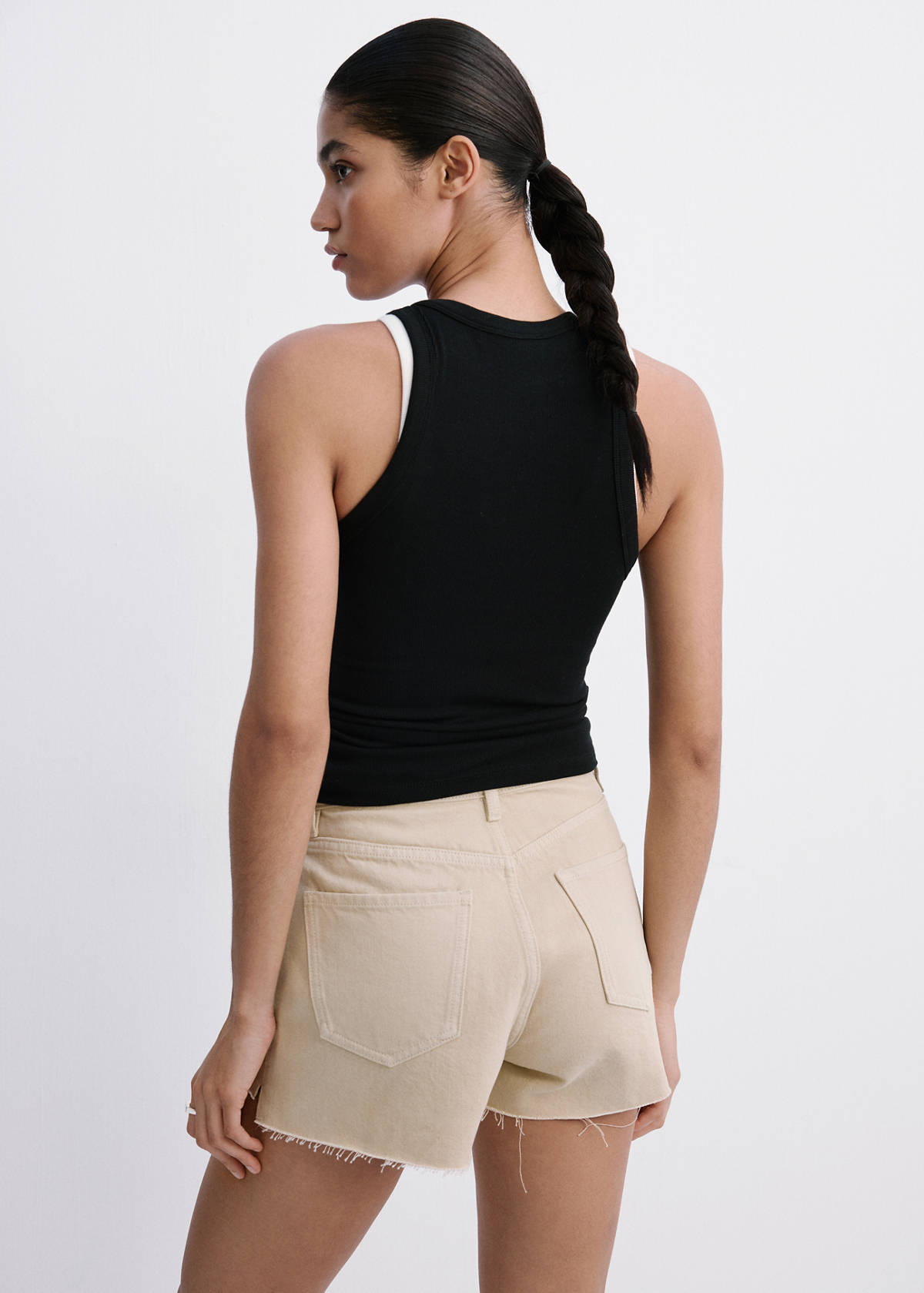Strass denim shorts — Sand