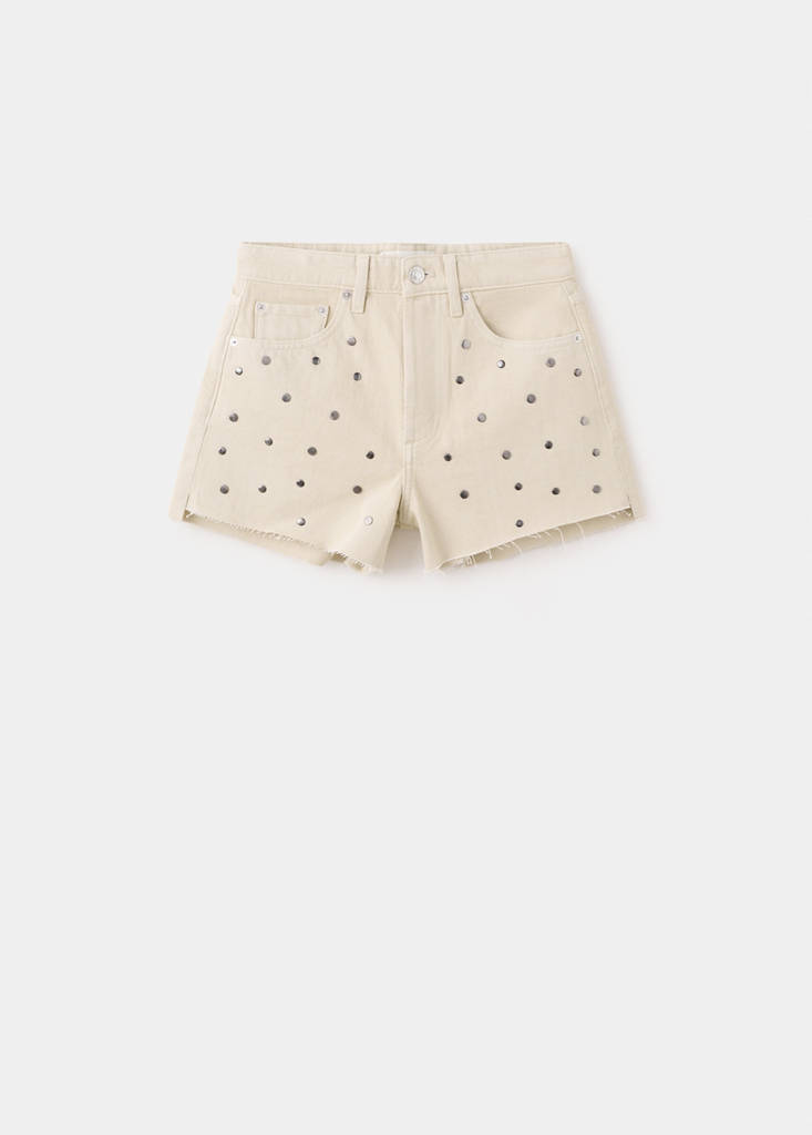 Strass denim shorts — Sand