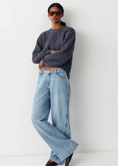 Wide-leg jeans with seam detail — Medium Blue 1