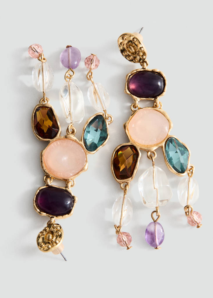 Long stone earrings — Gold