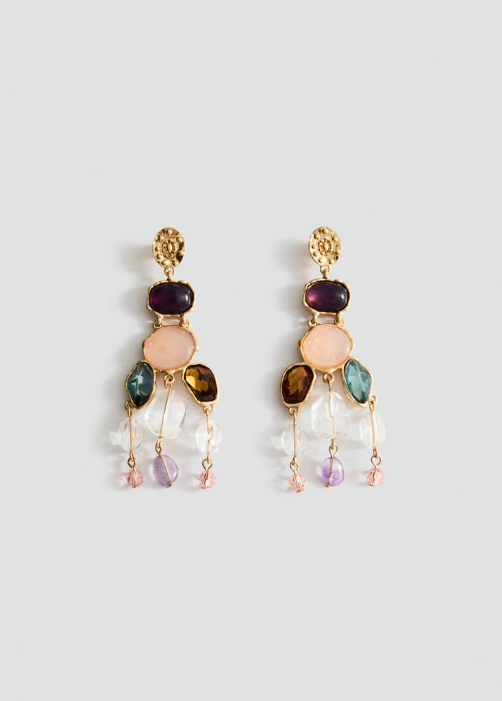 Long stone earrings — Gold
