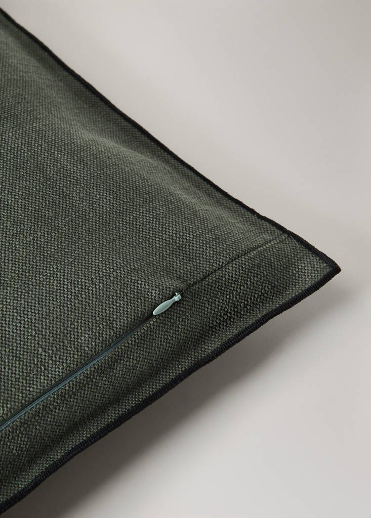 Linen cotton cushion cover with overlock tab 40x60 cm — Dark Green
