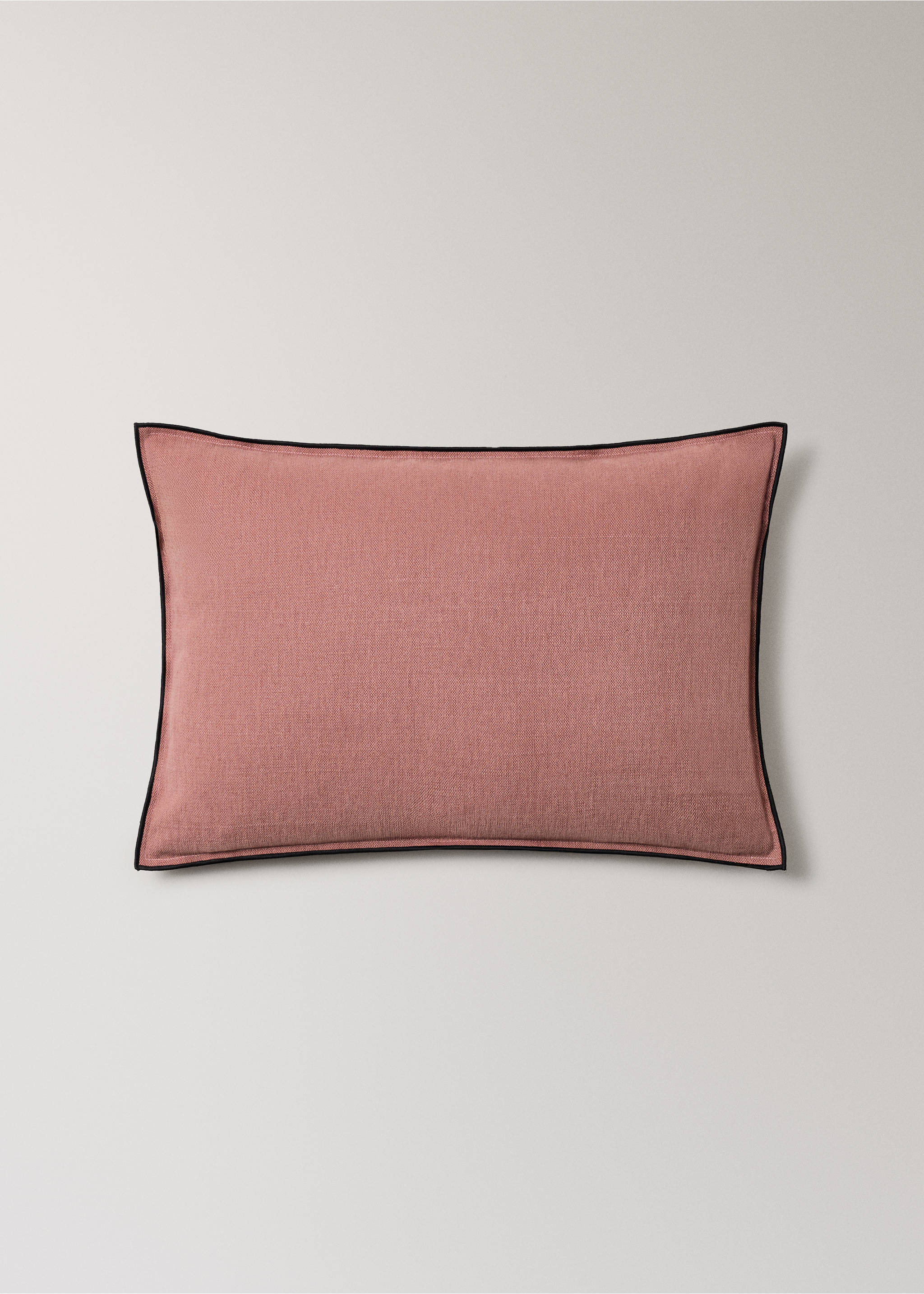 Linen cotton cushion cover with overlock tab 40x60 cm - Article without model, Pink. Ref: 37052543-00.
