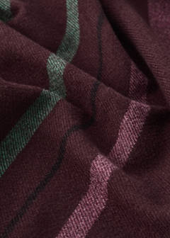 Striped blanket with fringes 130x180cm — Dark Red 2