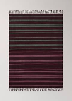 Striped blanket with fringes 130x180cm — Dark Red 4