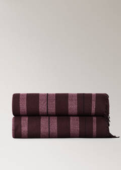Striped blanket with fringes 130x180cm — Dark Red 5