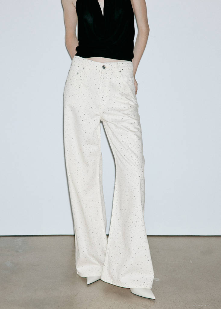 Wide leg jeans with rhinestones — Off White