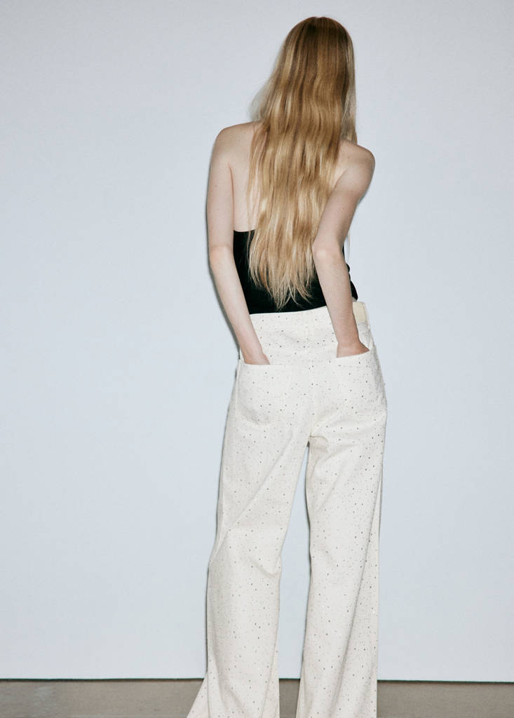 Wide leg jeans with rhinestones — Off White