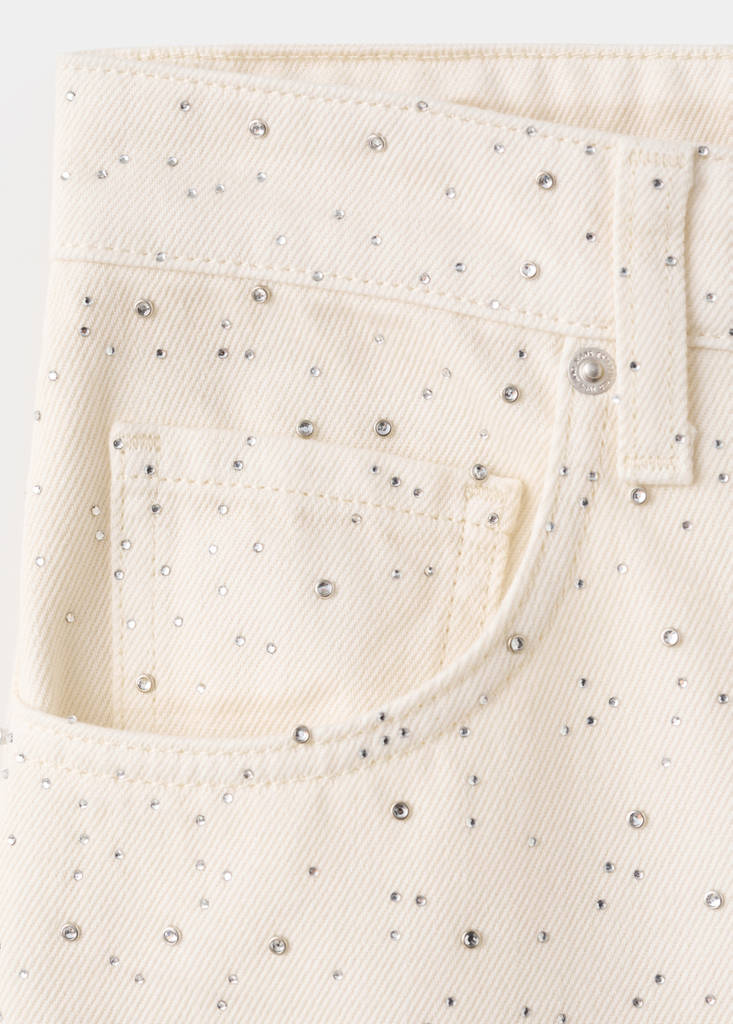 Wide leg jeans with rhinestones — Off White