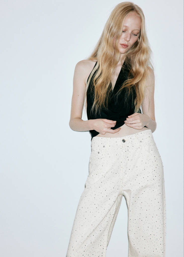 Wide leg jeans with rhinestones — Off White