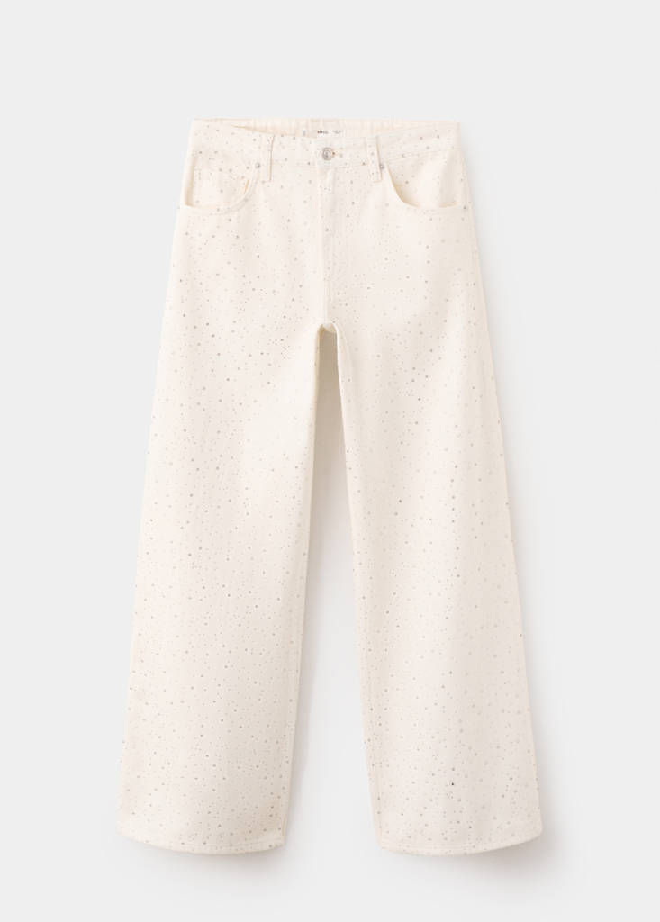 Wide leg jeans with rhinestones — Off White
