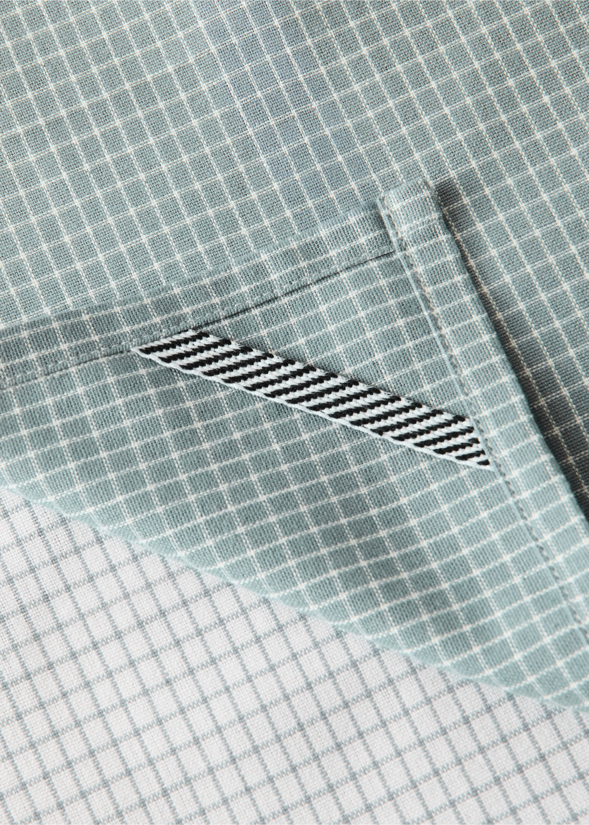 Cotton mini-check tea towel - Details of the article 3, Blue. Ref: 37052554-00.