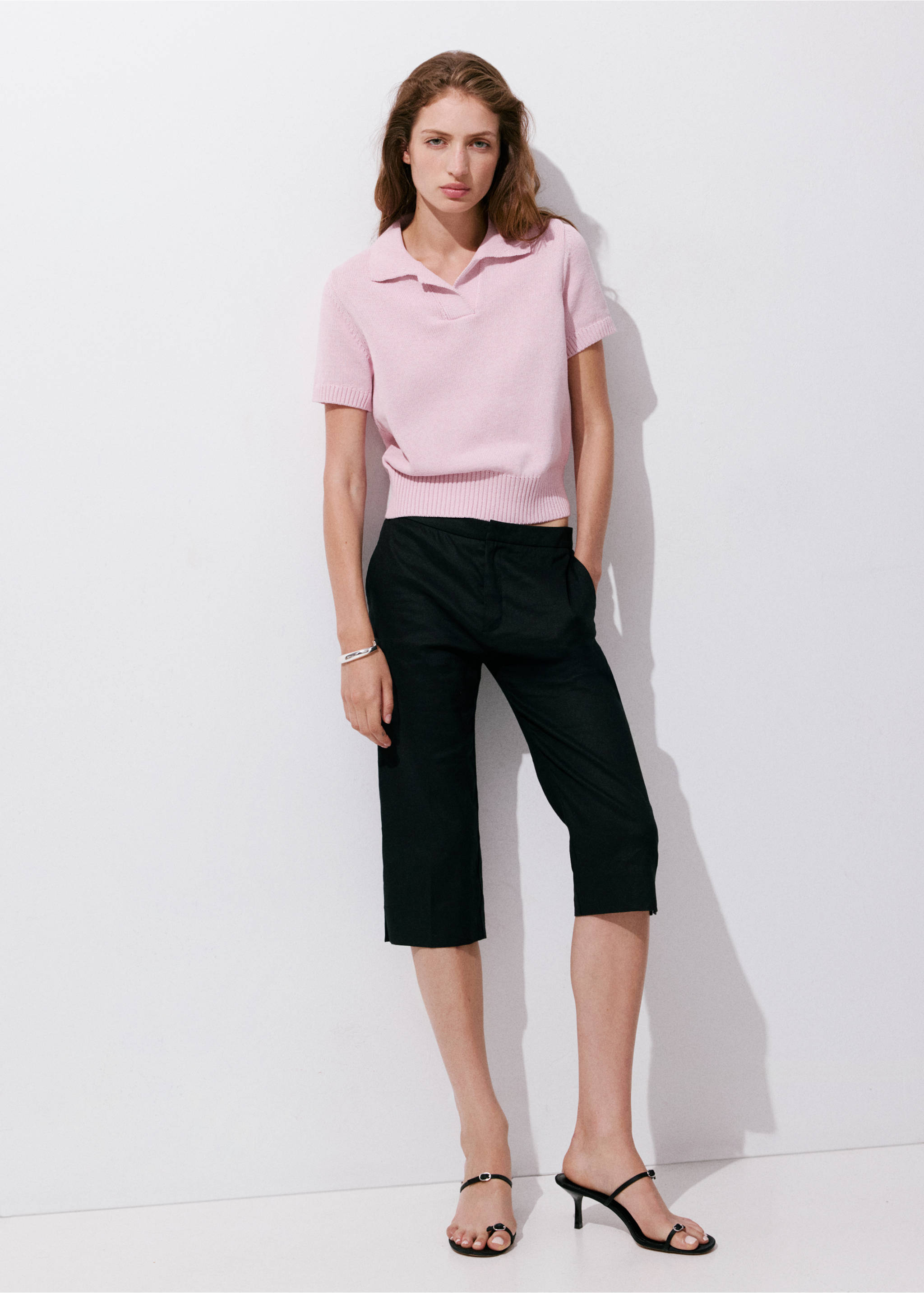 Knitted polo-neck sweater - General plane, Pink. Ref: 37052555-00.