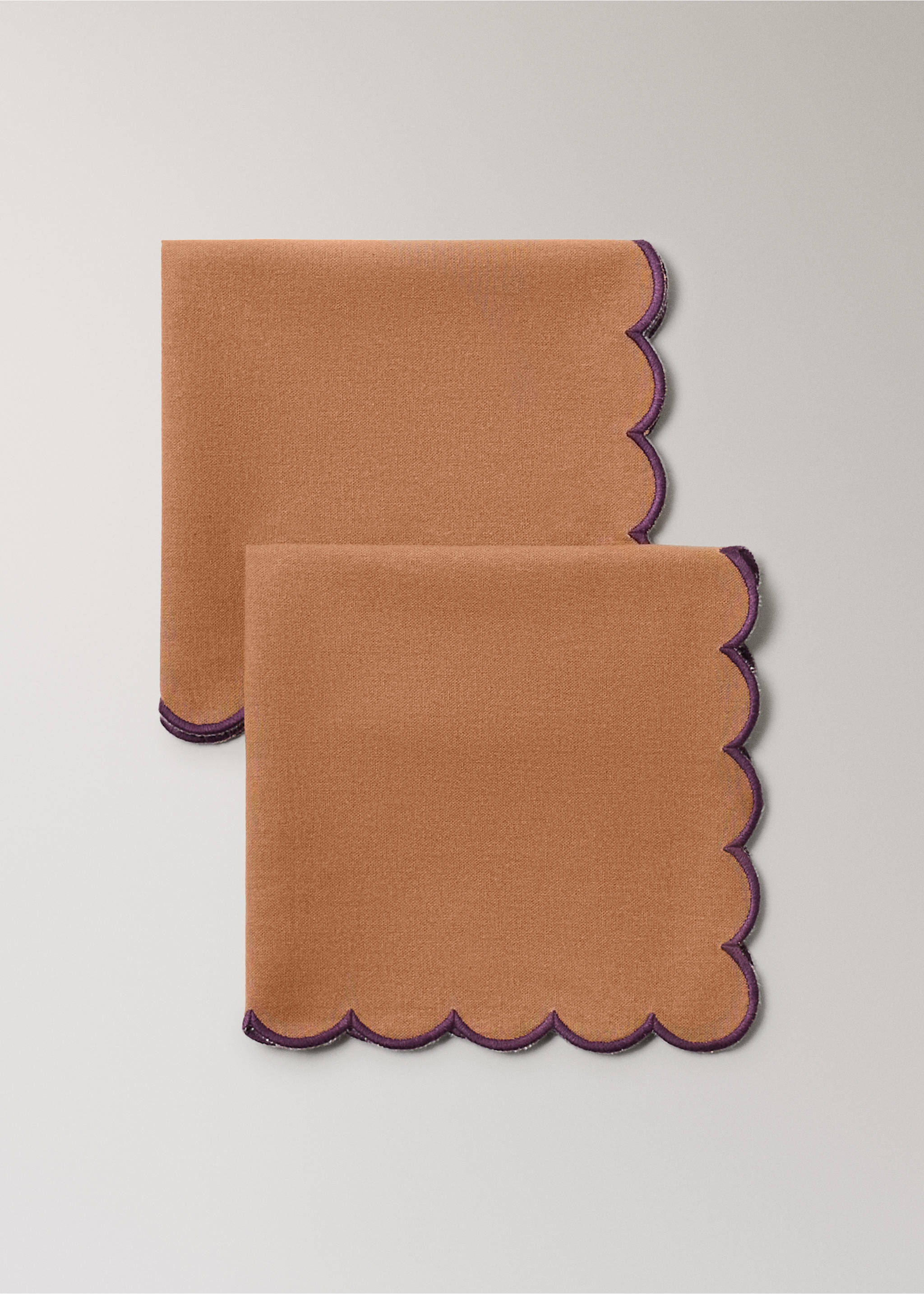 Lot de 2 serviettes de table coton - Détail de l'article 1, Orange brûlé. Ref: 37052556-00.