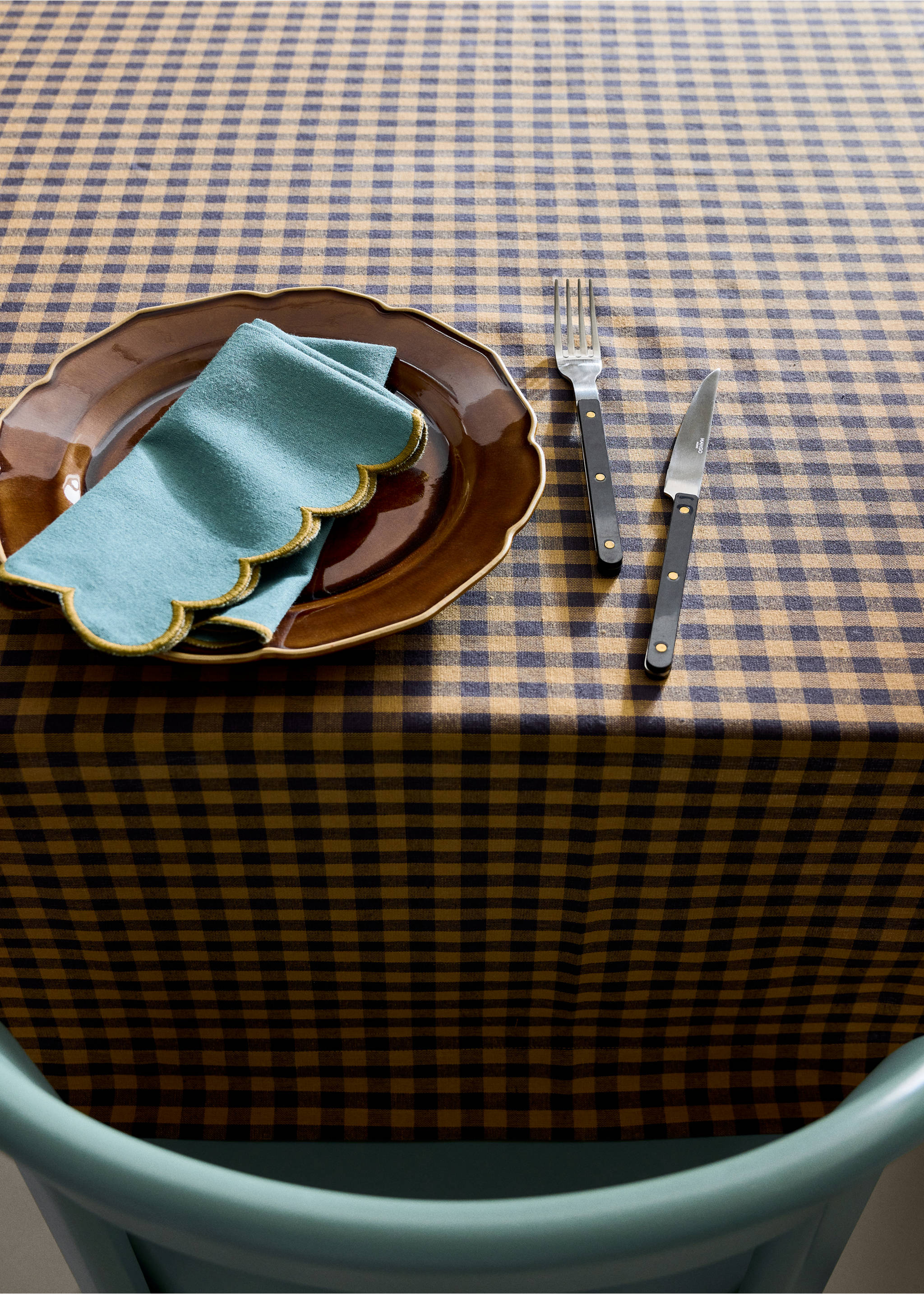 Cotton napkins (Pack of 2) - Details of the article 8, Blue. Ref: 37052556-00.