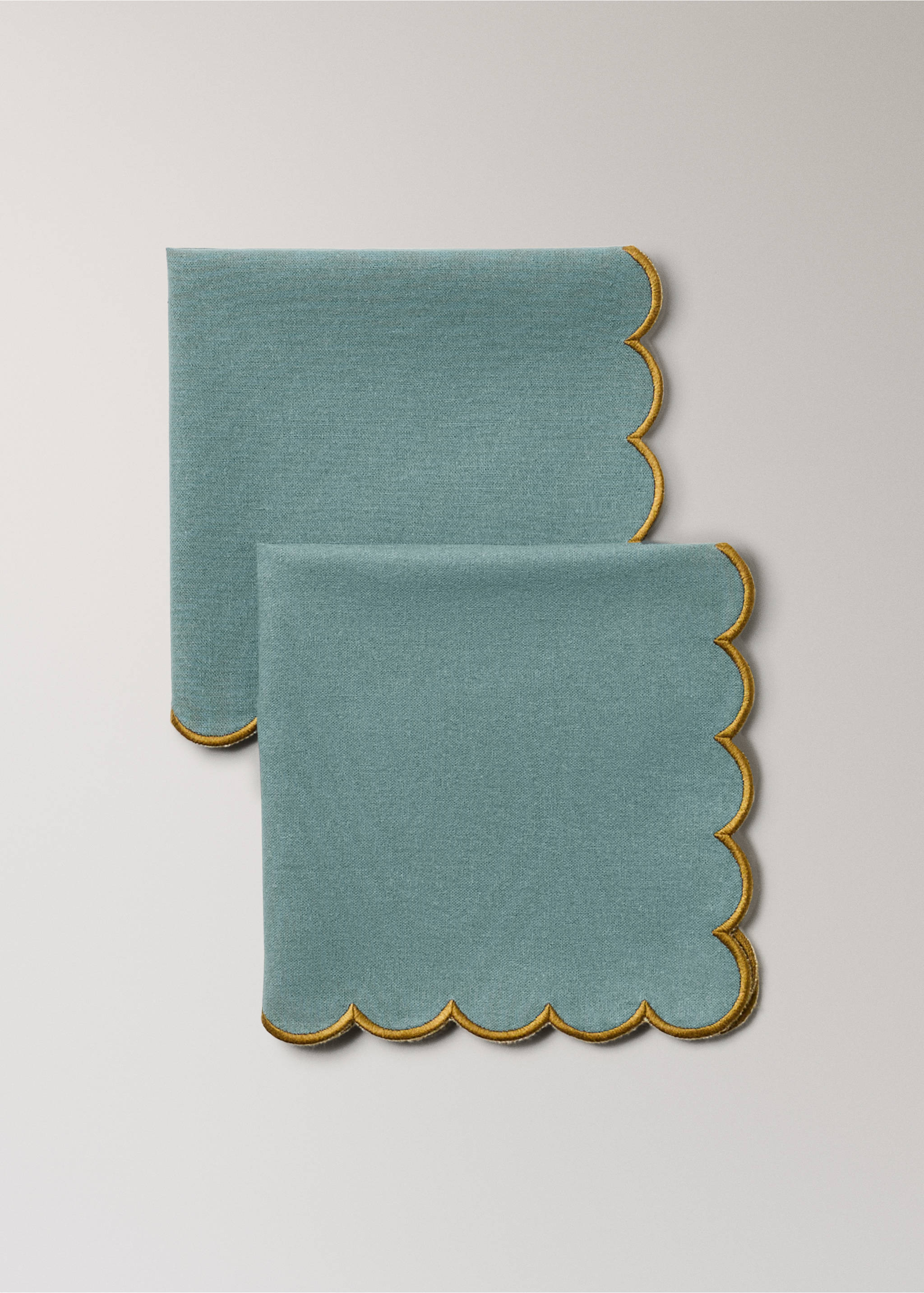 Cotton napkins (Pack of 2) - Details of the article 1, Blue. Ref: 37052556-00.